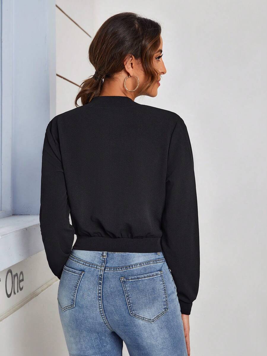 SHEIN Dayvera جاكيت بومبر نسائي قصير بسحاب