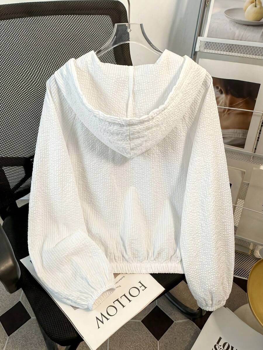 SHEIN Franclia معطف نسائي خفيف بغطاء للرأس وسحاب