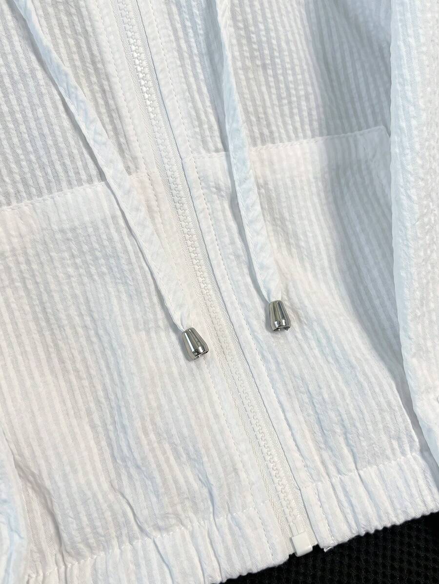 SHEIN Franclia معطف نسائي خفيف بغطاء للرأس وسحاب