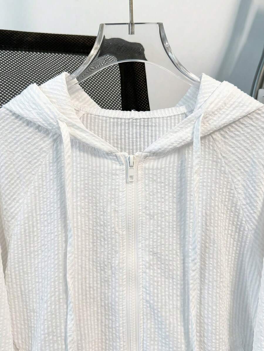 SHEIN Franclia معطف نسائي خفيف بغطاء للرأس وسحاب
