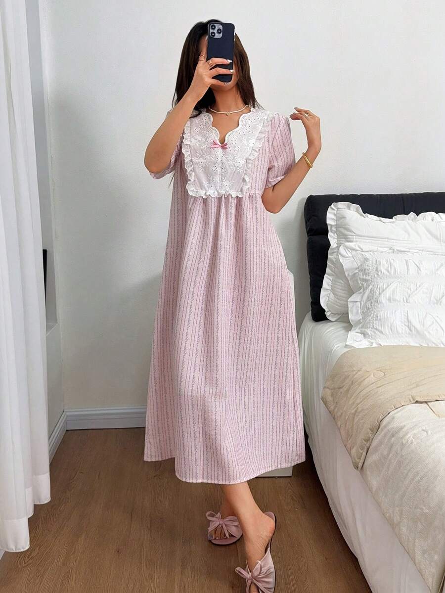 SHEIN Napfluff فستان نوم بطبعة زهور ناعم ومريح