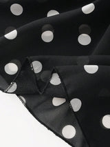 SHEIN Franclia بلوزة سوداء من الشبك بطبعة نقاط البولكا البيضاء