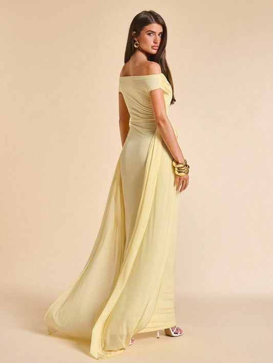 SHEIN BAE فستان أصفر أنيق مطوي