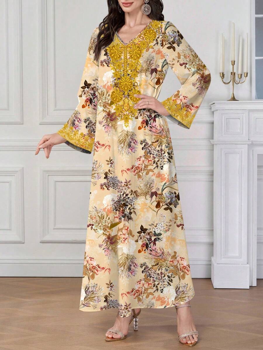 SHEIN Al Najma فستان عربي بطبعة زهور