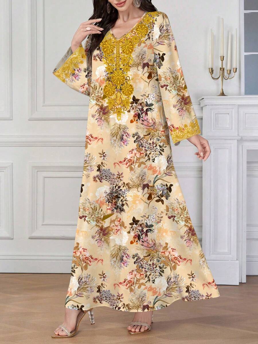 SHEIN Al Najma فستان عربي بطبعة زهور
