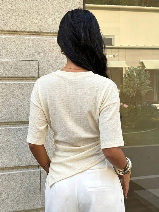 SHEIN Aloruh تي شيرت كاجوال بخصر مشدود وشق جانبي