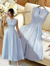 SHEIN Selianne فستان أزرق مخطط مخصر