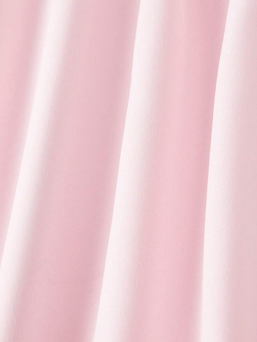 SHEIN MOD فستان وردي بدون أكمام بتفاصيل دانتيل متباين وفيونكة على الكتف