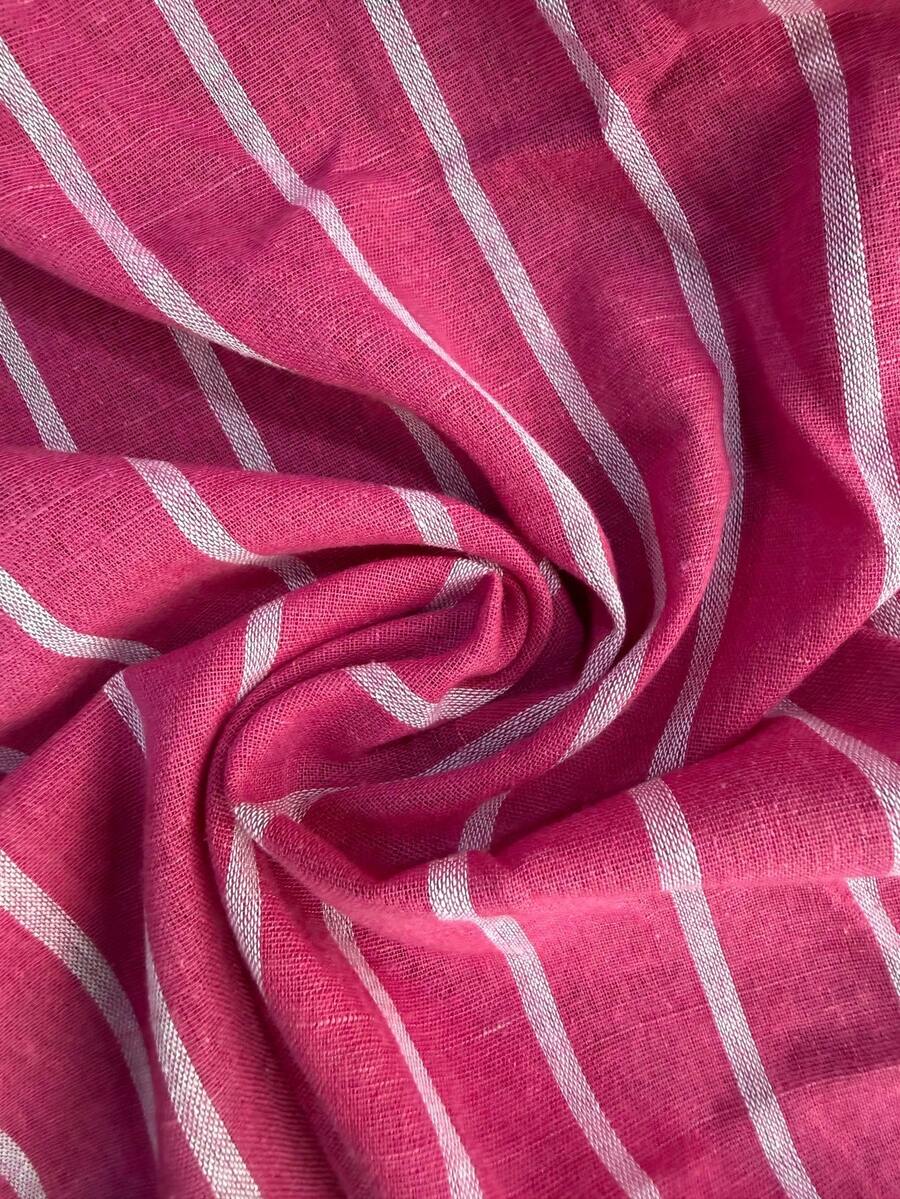 SHEIN Vaclyn قميص نسائي بطبعة خطوط بلون روز أحمر