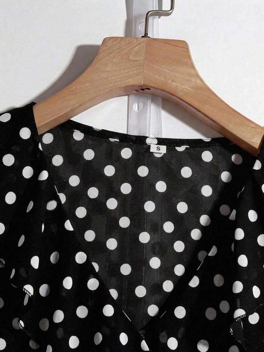 SHEIN Franclia بلوزة كاجوال بأكمام بشكل بتلة