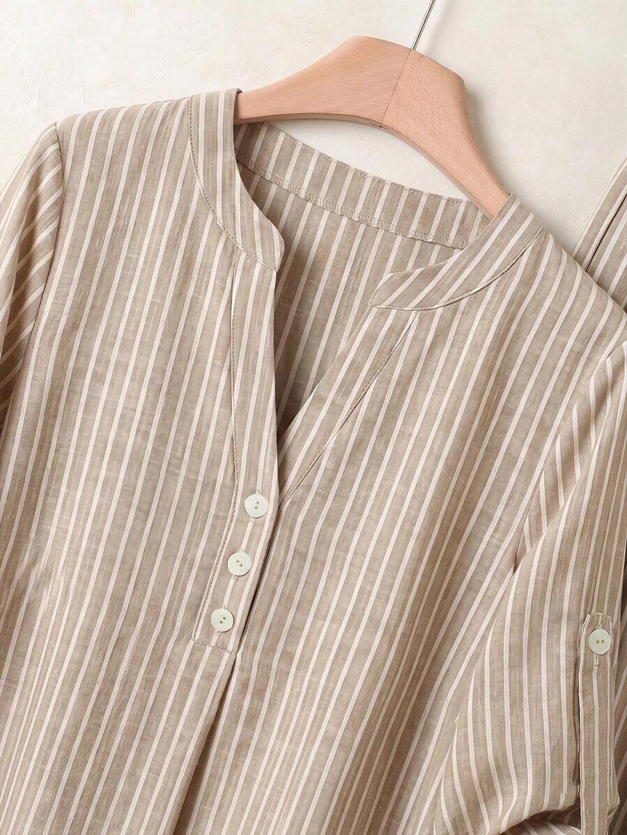 SHEIN Rusticease بدلة كاجوال مخططة لإطلالة صيفية مريحة وأنيقة