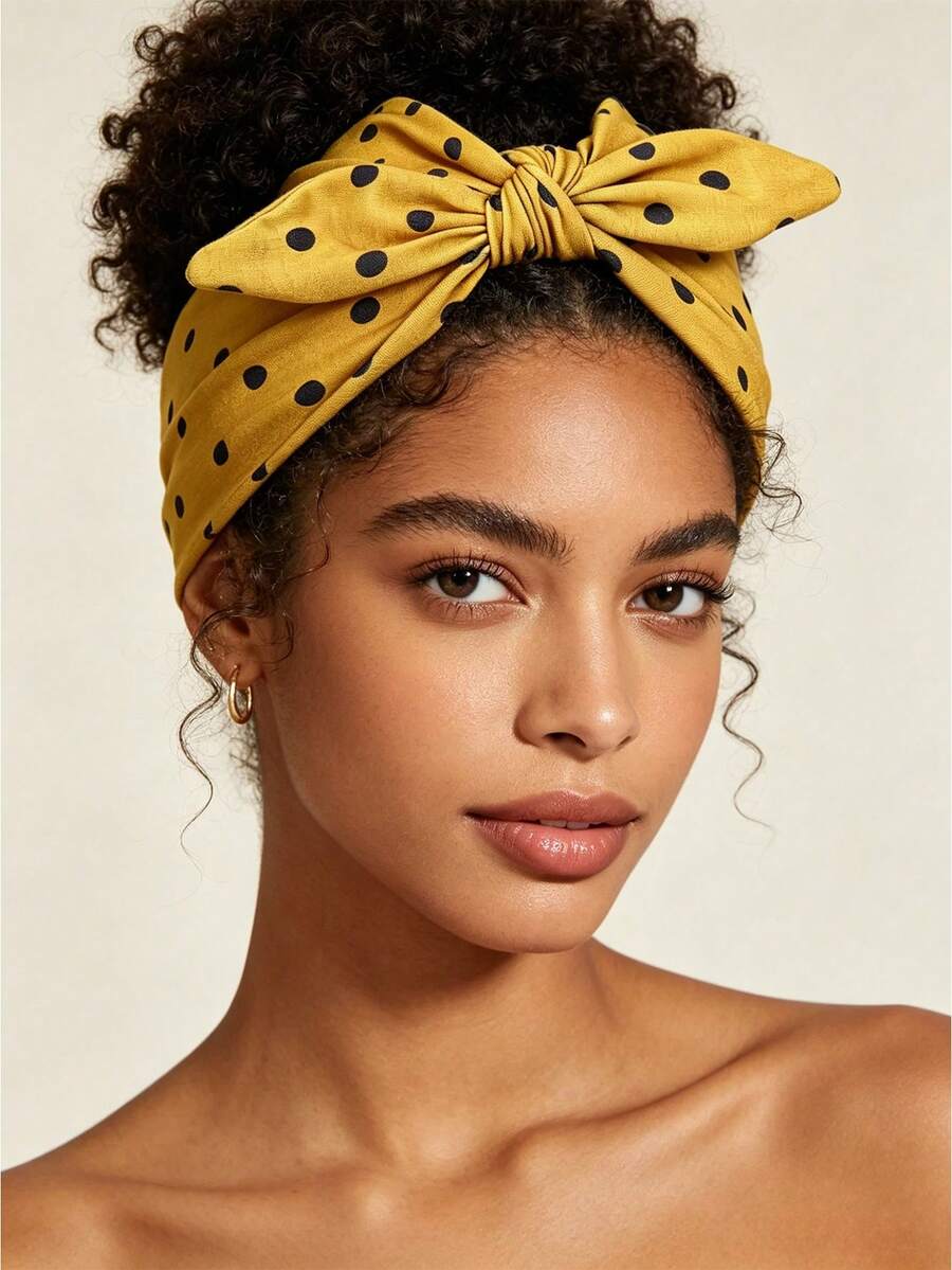 SHEIN عصابة رأس بأذني أرنب بنقاط بولكا بفيونكة 4 قطع