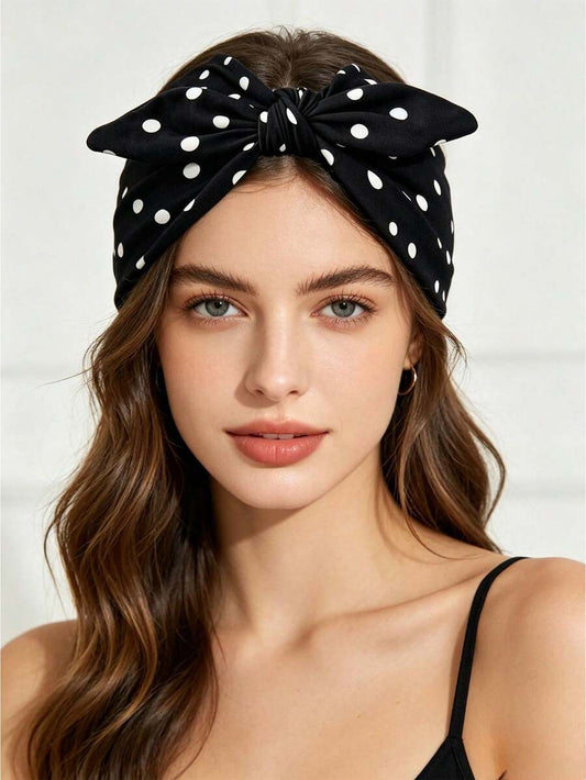 SHEIN عصابة رأس بأذني أرنب بنقاط بولكا بفيونكة 4 قطع
