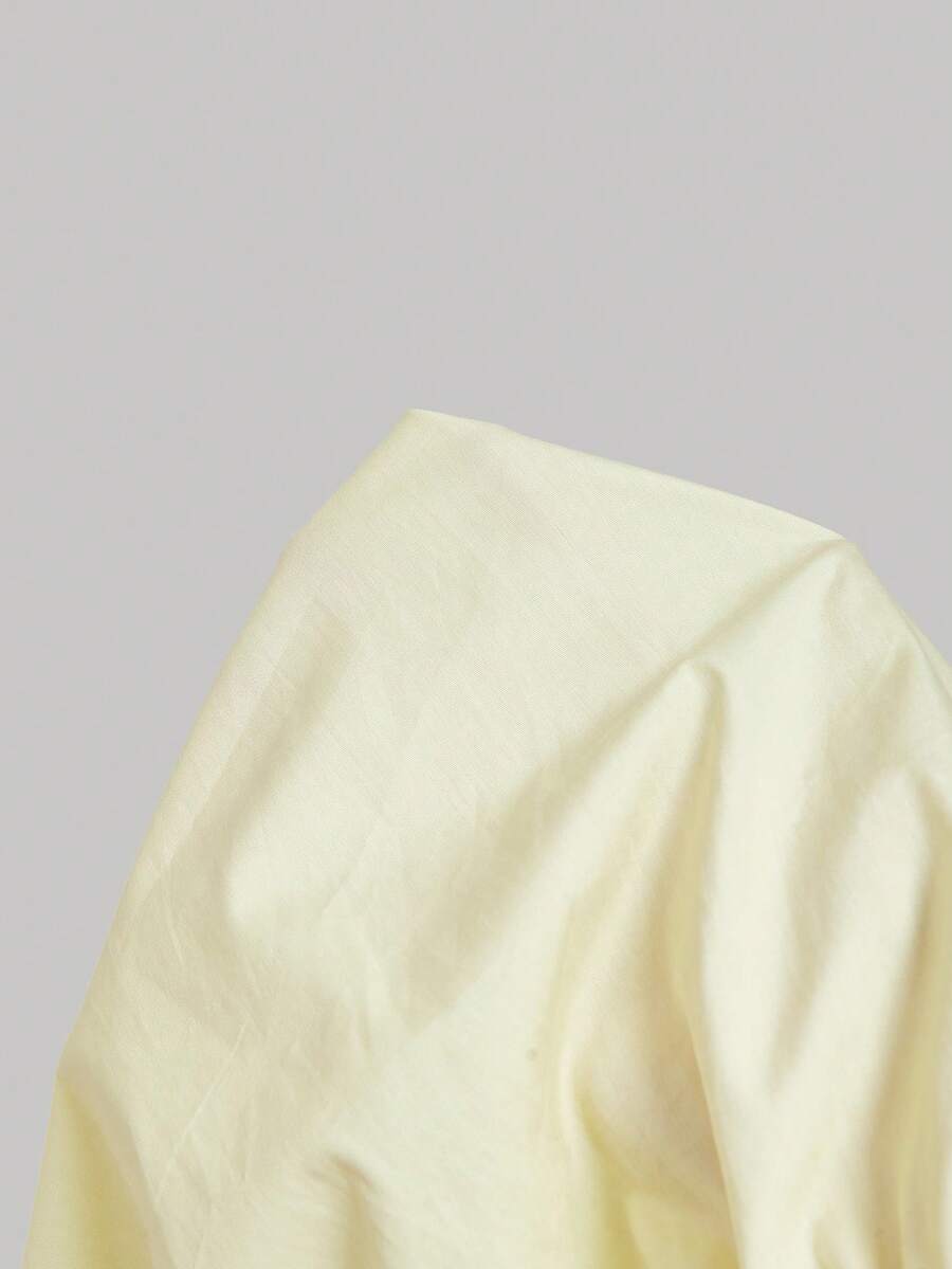SHEIN MOD فستان كاميسول قصير قطني بأزرار باللون الأصفر الفاتح