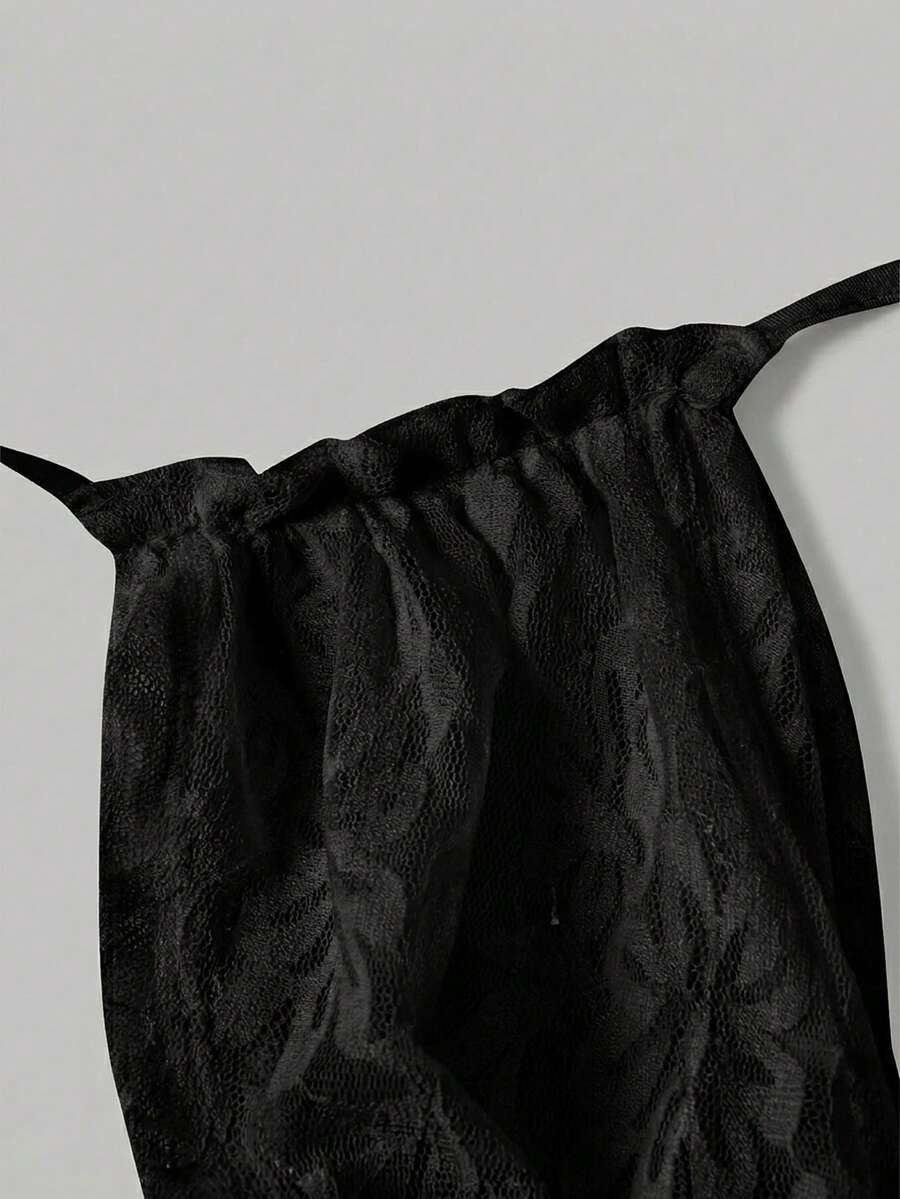 SHEIN MOD فستان أسود بطبعة زهور برقبة هالتر وتصميم مطوي