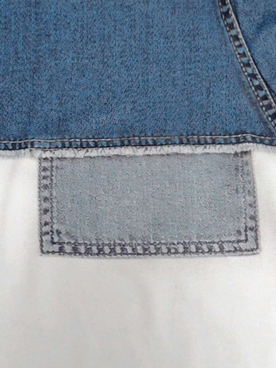 SHEIN تي شيرت جينز بأكمام قصيرة مريح وكاجوال