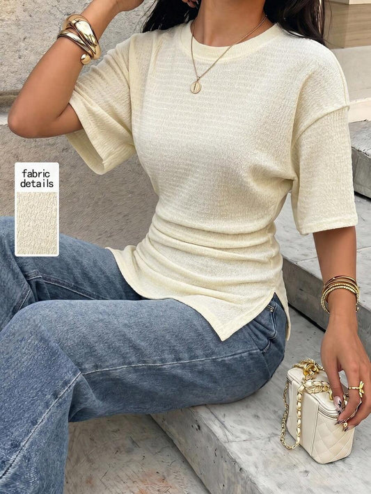 SHEIN Aloruh تي شيرت كاجوال بخصر مشدود وشق جانبي