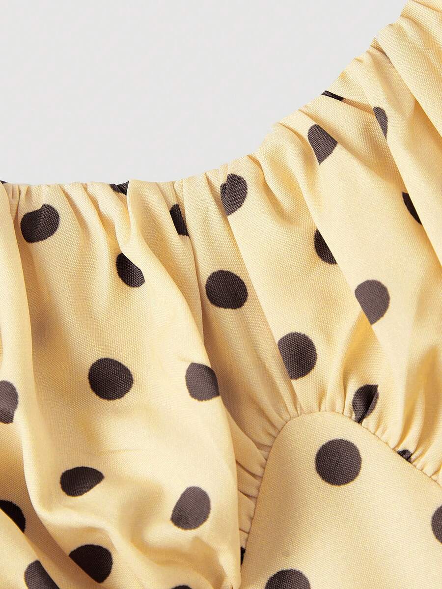 SHEIN MOD فستان قصير بحمالات رفيعة بطبعة نقاط بولكا