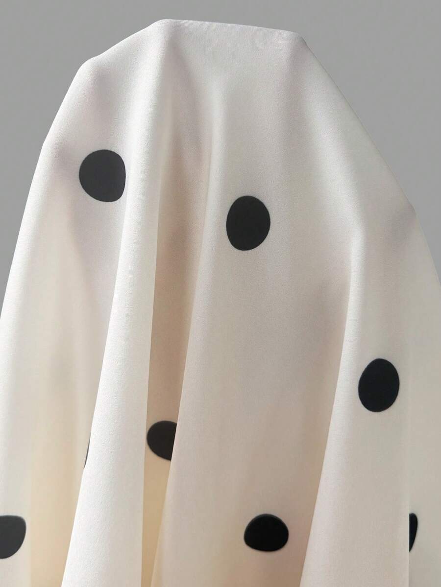 SHEIN فستان كاجوال أنيق بلون مشمشي بنقشة نقاط