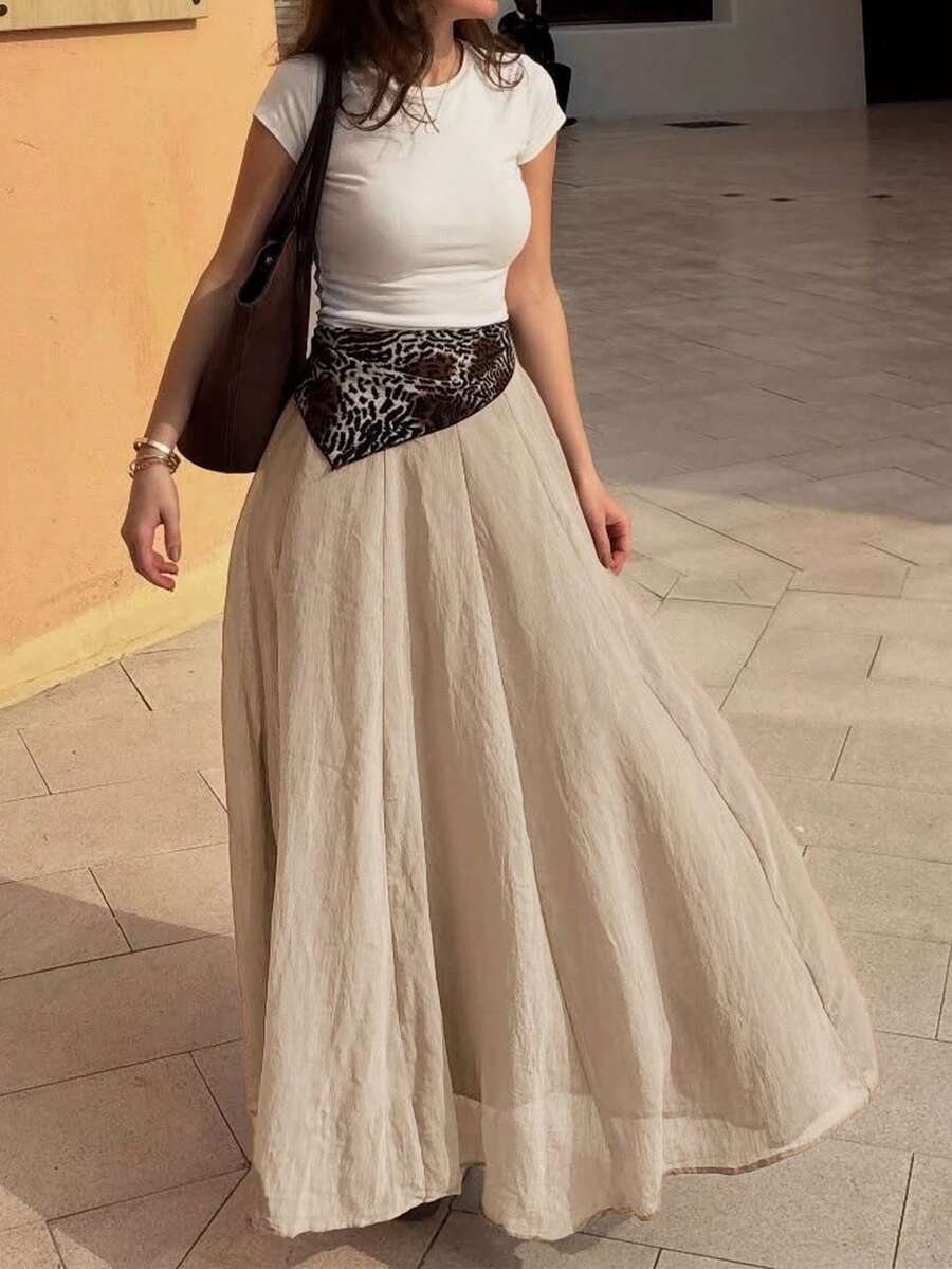 SHEIN تنورة نسائية بخصر عالي انسيابية خفيفة الوزن وقابلة للتنفس