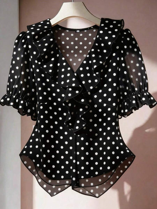 SHEIN Franclia بلوزة كاجوال بأكمام بشكل بتلة