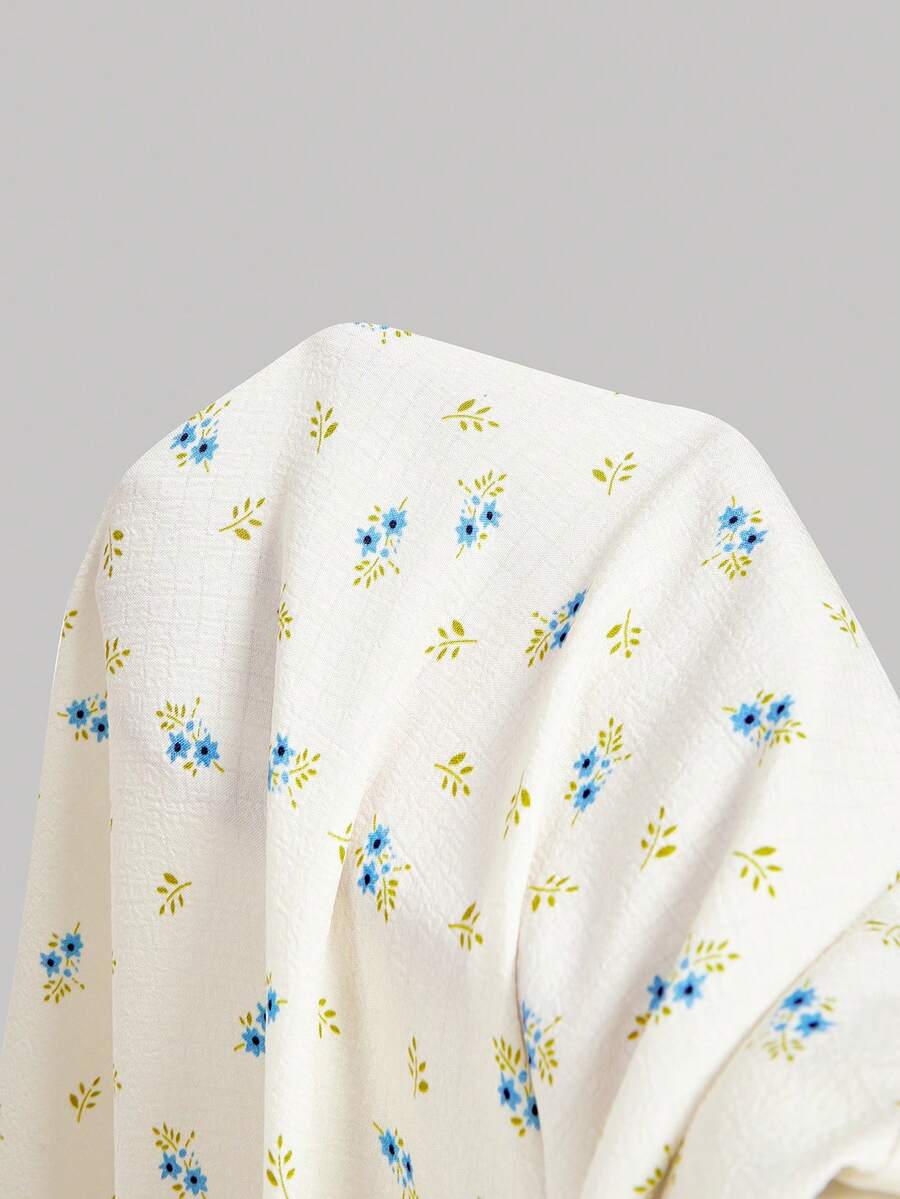 SHEIN MOD فستان بربطة عنق وزخارف زهرية صغيرة