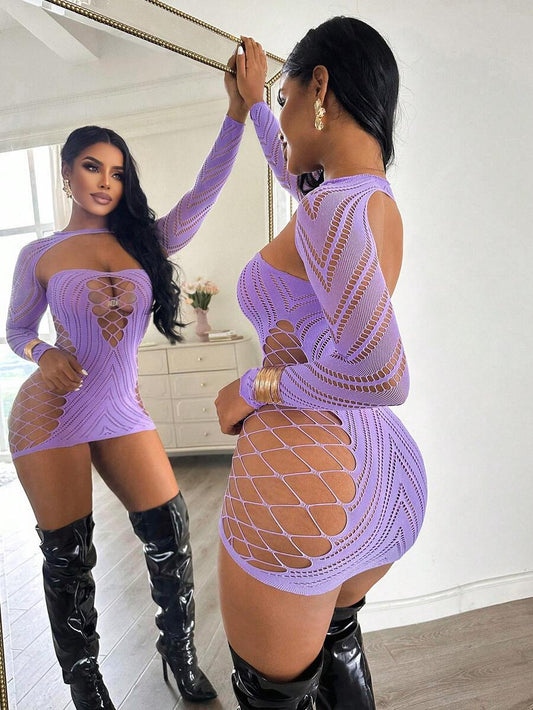 SHEIN ChaseTheNight طقم لانجري شبكي قطعتين للنساء