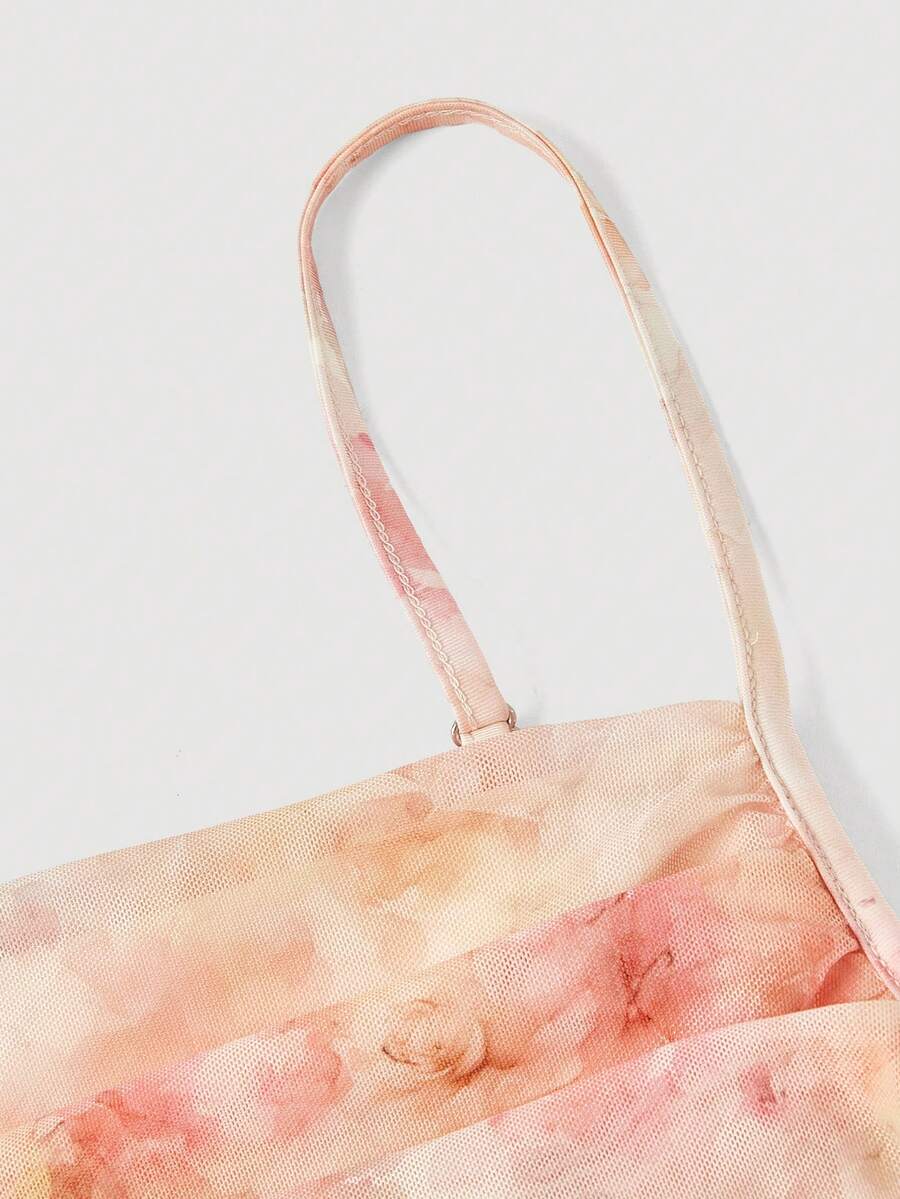 SHEIN MOD فستان كاميسول بطبعة زهور وكسرات وخصر مشدود