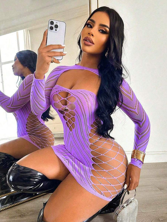 SHEIN ChaseTheNight طقم لانجري شبكي قطعتين للنساء