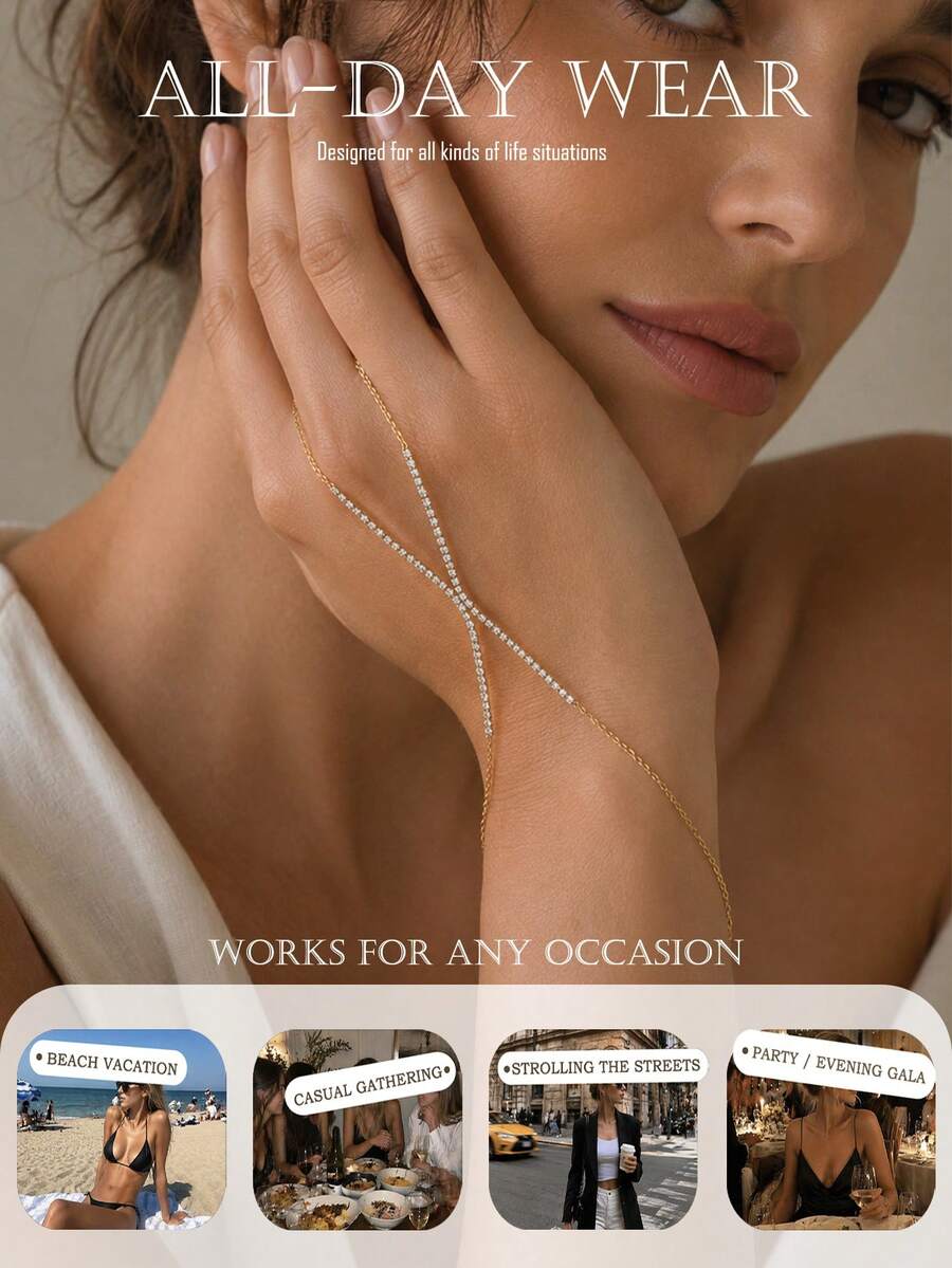 SHEIN سوار أصبع مرصع بالراينستون