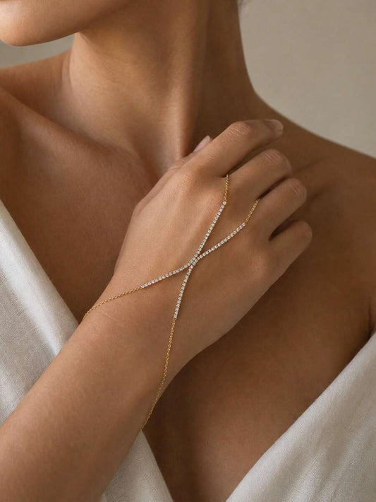 SHEIN سوار أصبع مرصع بالراينستون