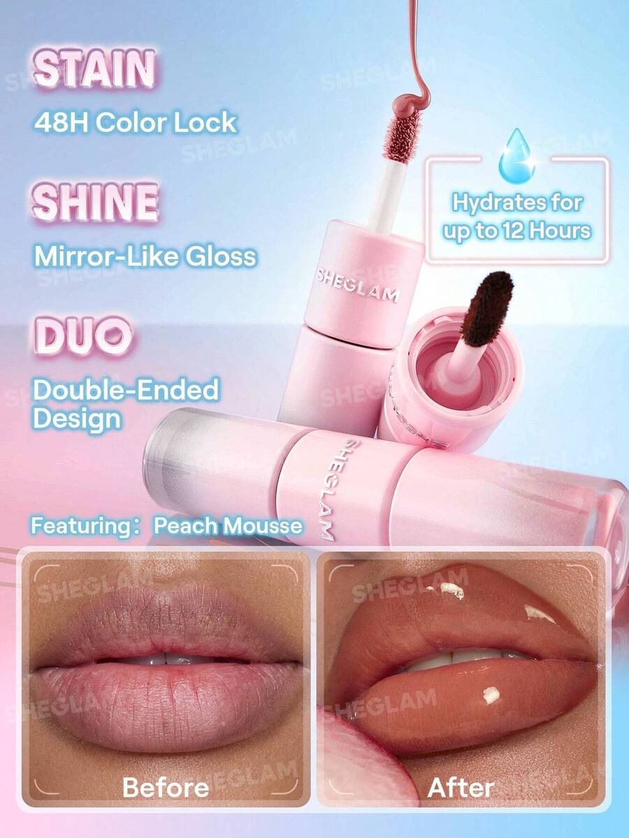 SHEGLAM Line To Shine ثنائي تينت شفاه وملمع