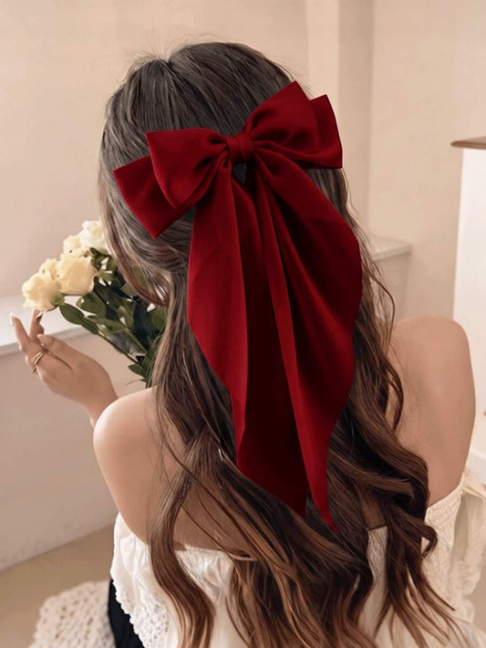 SHEIN مشبك شعر بفيونكة كبيرة باللون العنابي