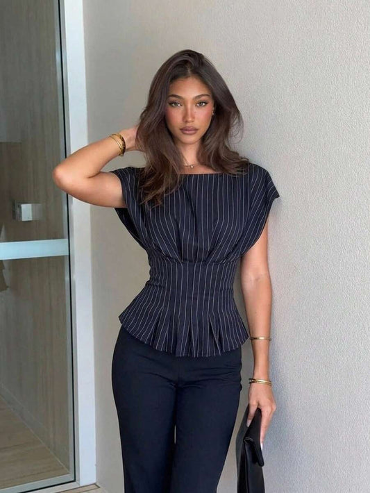 SHEIN Siren Gaze قميص نسائي مخطط كاجوال