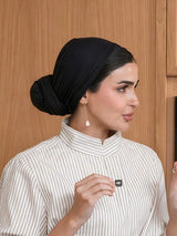 SHEIN حجاب نسائي كلاسيكي بلون أسود من قماش مودال ناعم