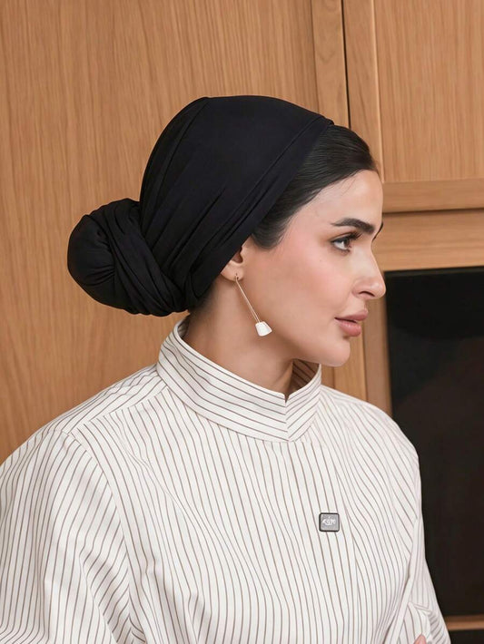 SHEIN حجاب نسائي كلاسيكي بلون أسود من قماش مودال ناعم