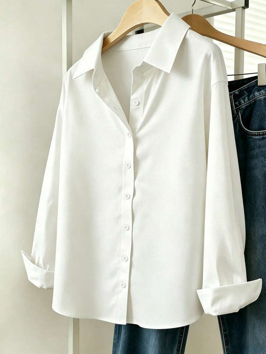 SHEIN INAWLY قميص نسائي أبيض بأزرار