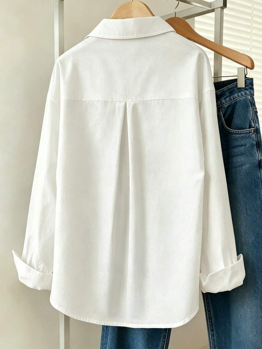 SHEIN INAWLY قميص نسائي أبيض بأزرار