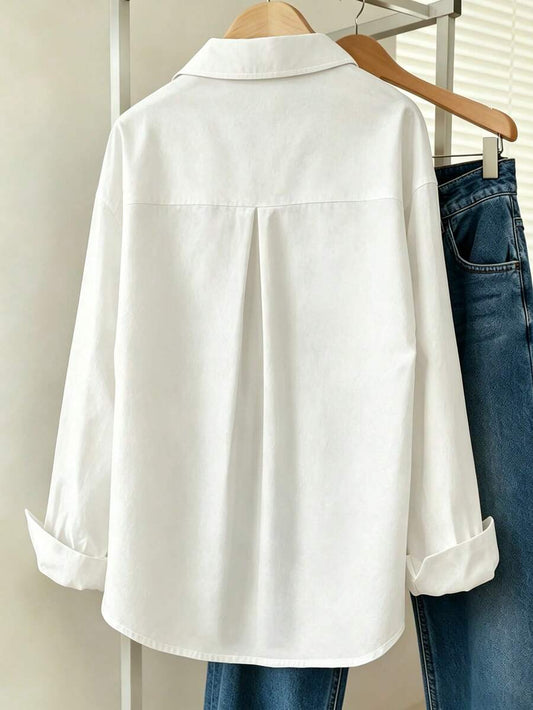 SHEIN INAWLY قميص نسائي أبيض بأزرار
