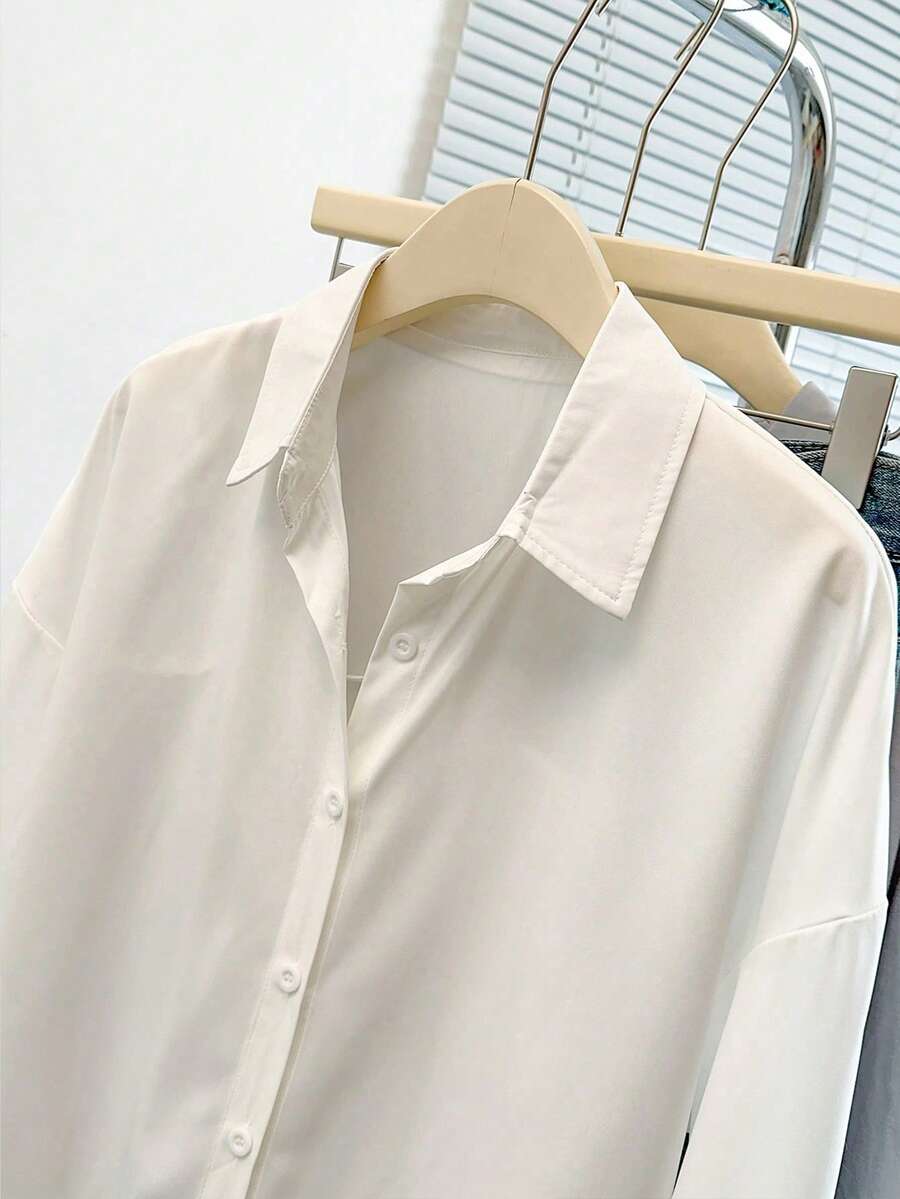 SHEIN INAWLY قميص نسائي أبيض بأزرار