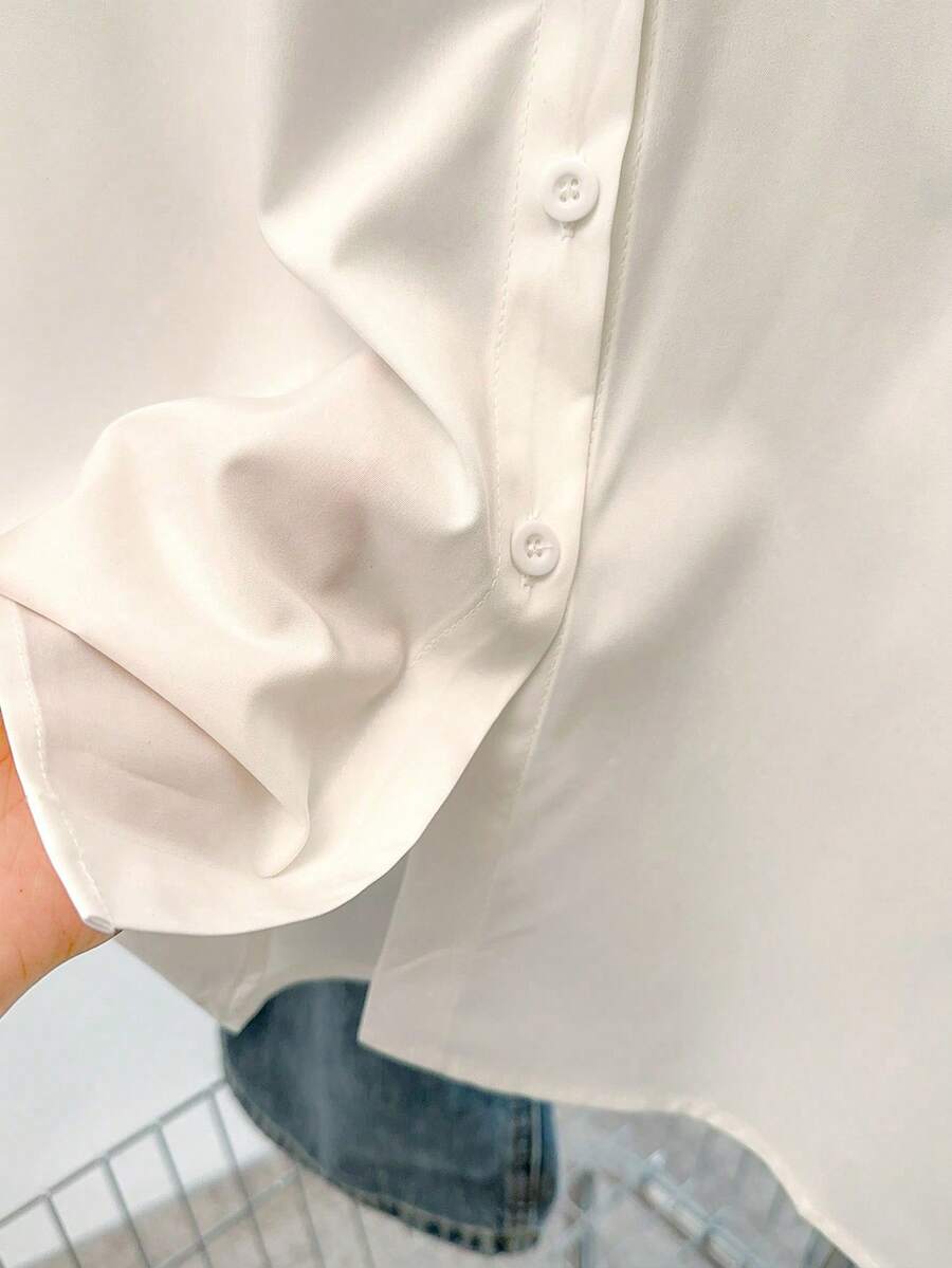 SHEIN INAWLY قميص نسائي أبيض بأزرار