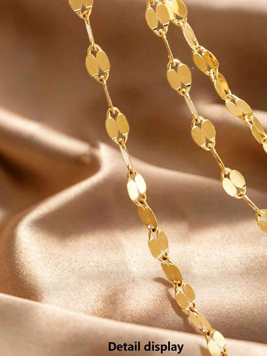 SHEIN قلادة طويلة من ستانلس ستيل بطبقتين أنيقة