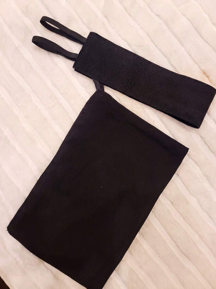 SHEIN حجاب نسائي من الشيفون بلون أسود بحزام مطاطي بسيط