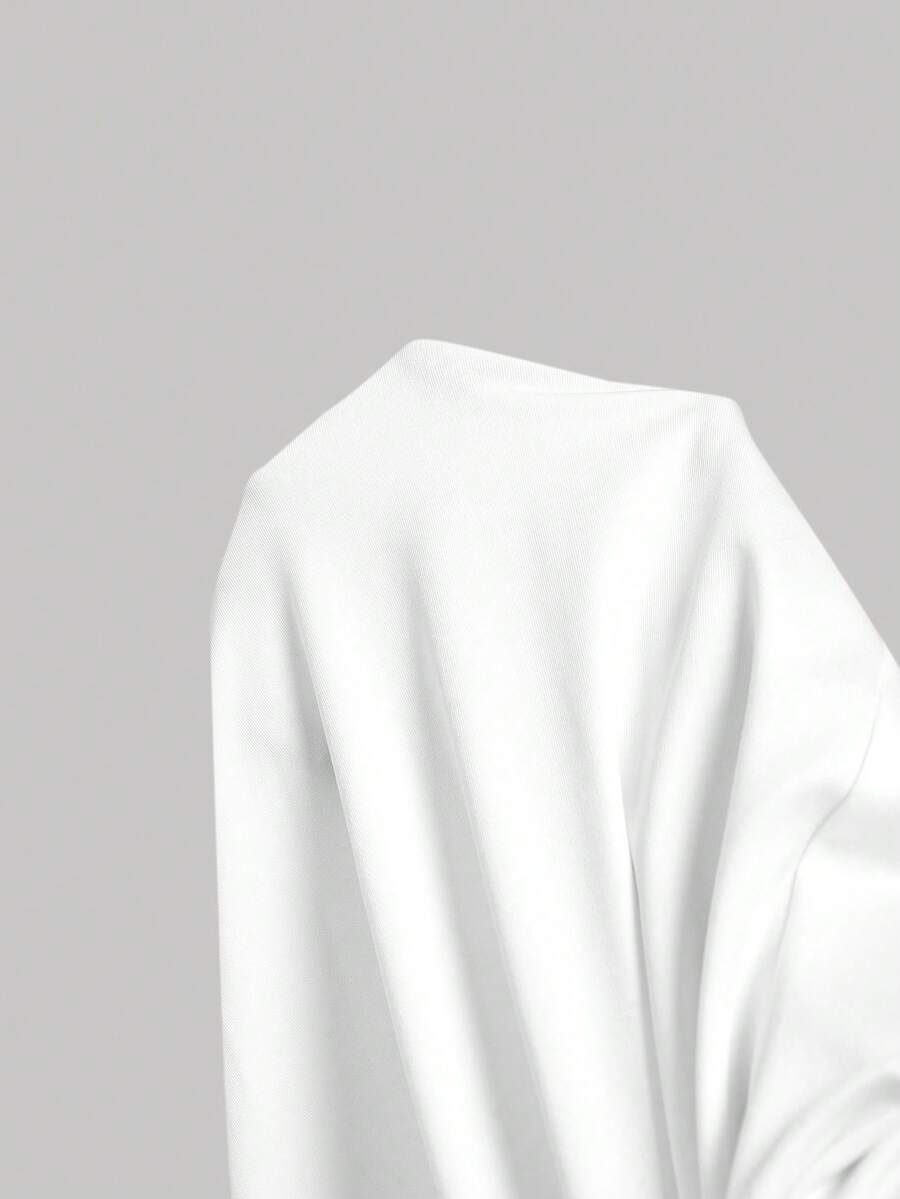 SHEIN MOD فستان أبيض سادة أنيق بحزام خصر