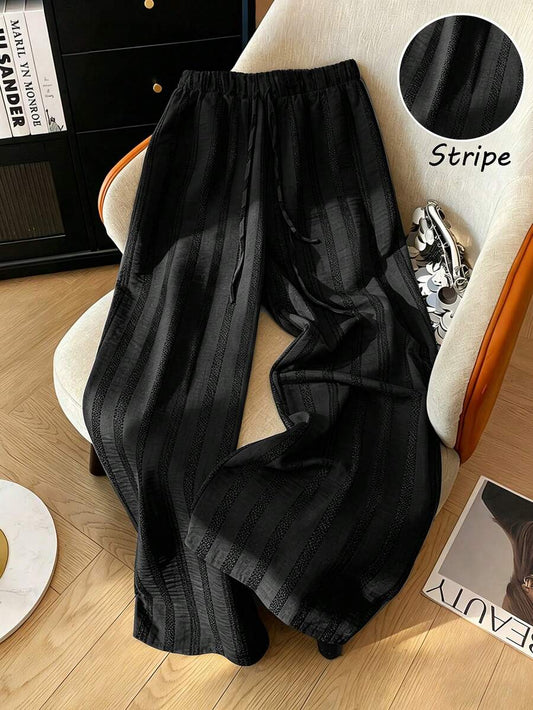 SHEIN Franclia بنطلون رياضي أسود مرن خفيف بقصة فضفاضة