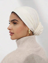 SHEIN حجاب نسائي كلاسيكي بلون أبيض من قماش مودال ناعم