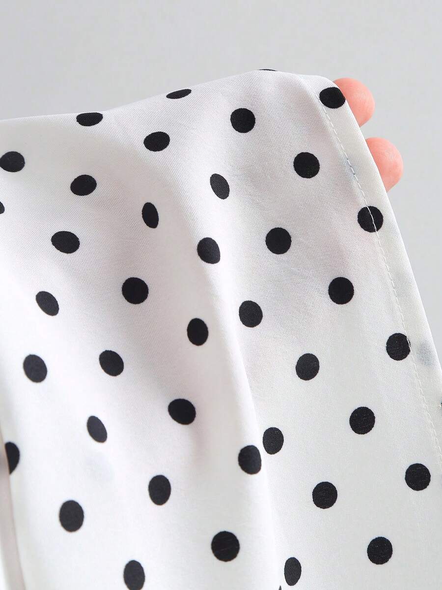 SHEIN Sweetra طقم نسائي بني وأبيض بلوزة مطوية بكتف غير متماثل وتنورة