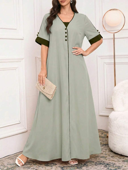 SHEIN Al Najma فستان عربي كاجوال بكتل لونية