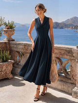 SHEIN Franclia فستان أسود بدون أكمام