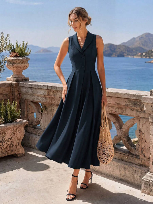 SHEIN Franclia فستان أسود بدون أكمام